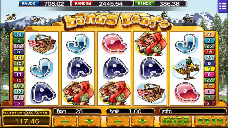 online slot machine, bonus bear, gambling, casino, jackpot