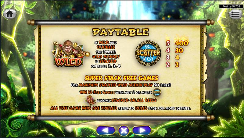 Wild symbol and re-spin appearing in the Golden Monkey slot game