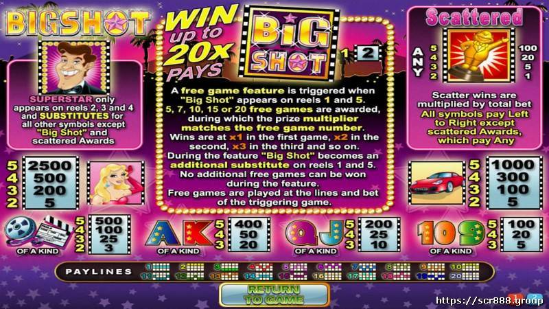 Getting started with Big Shot slot game